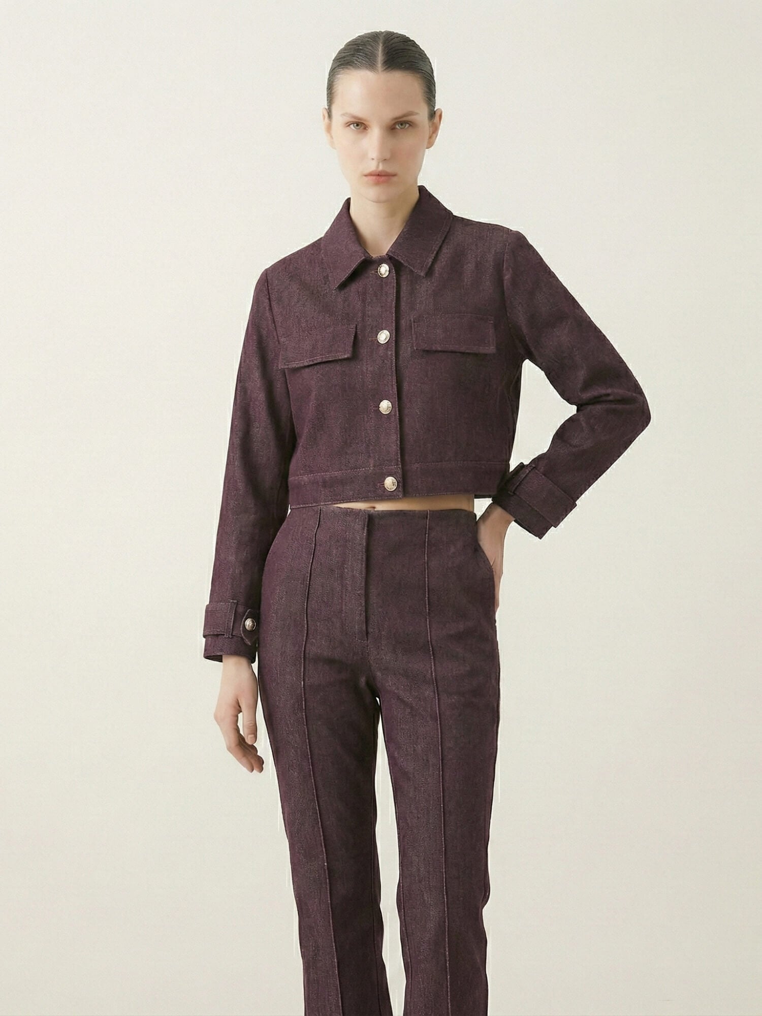 Burgundy Denim Jacket