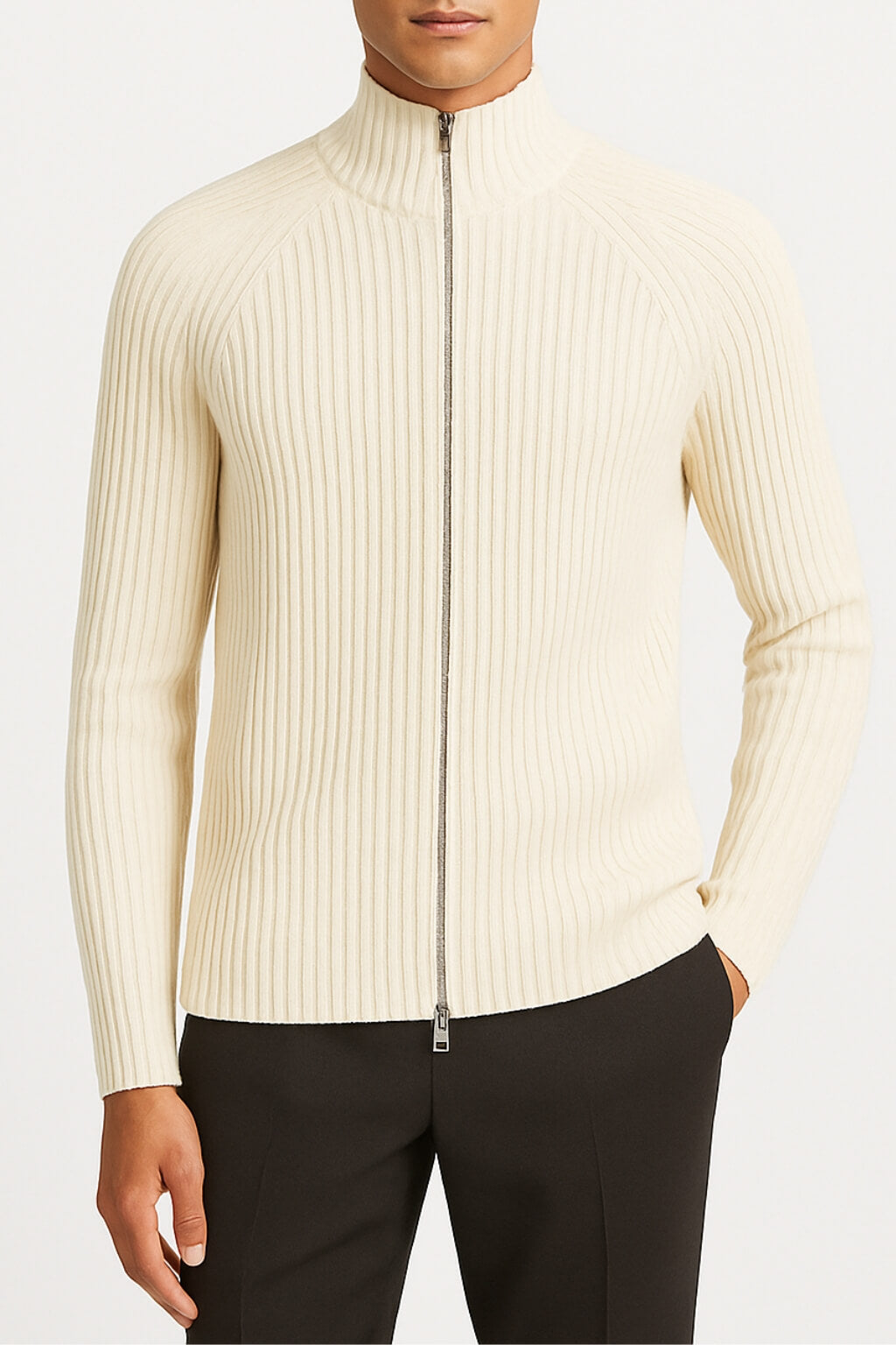 The Marco Ribbed Full Zip Sweater