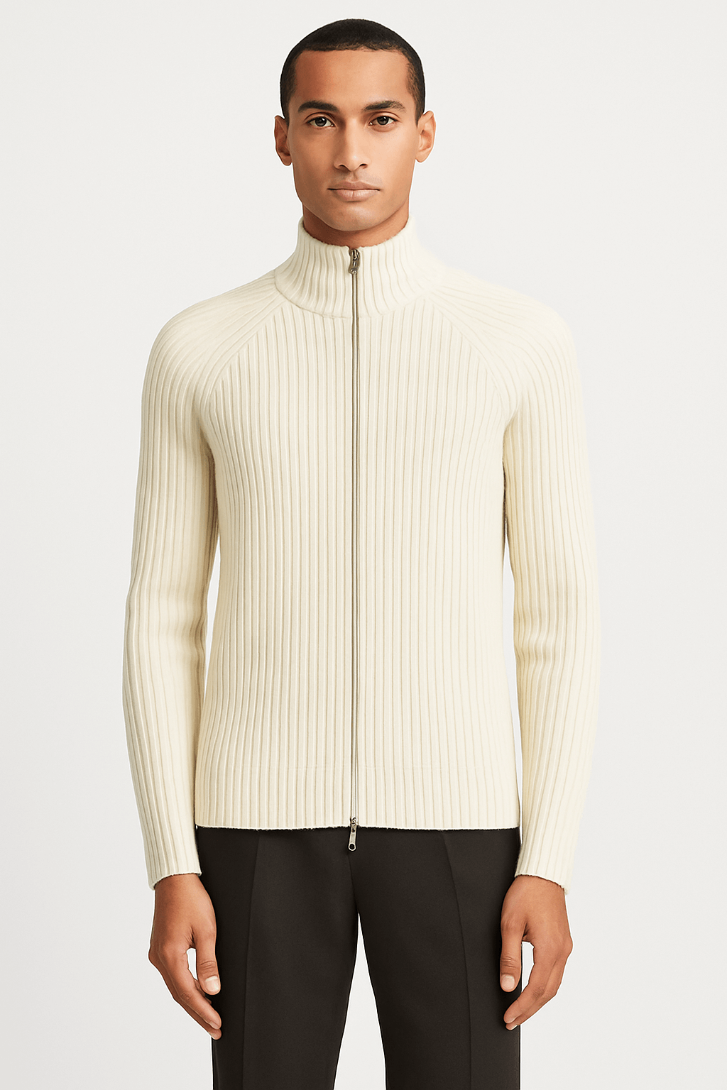 The Marco Ribbed Full Zip Sweater