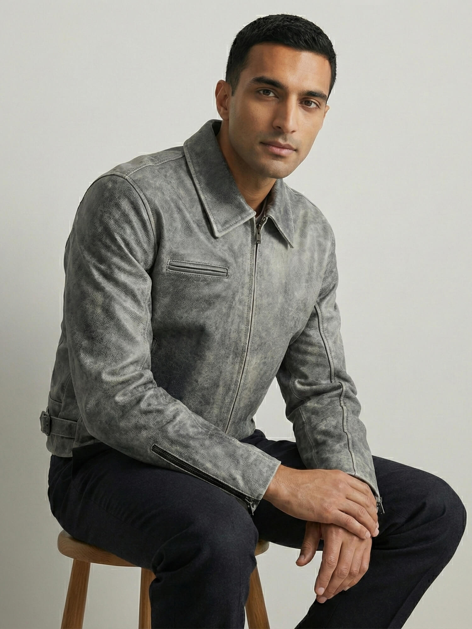 Textured Leather Effect Jacket