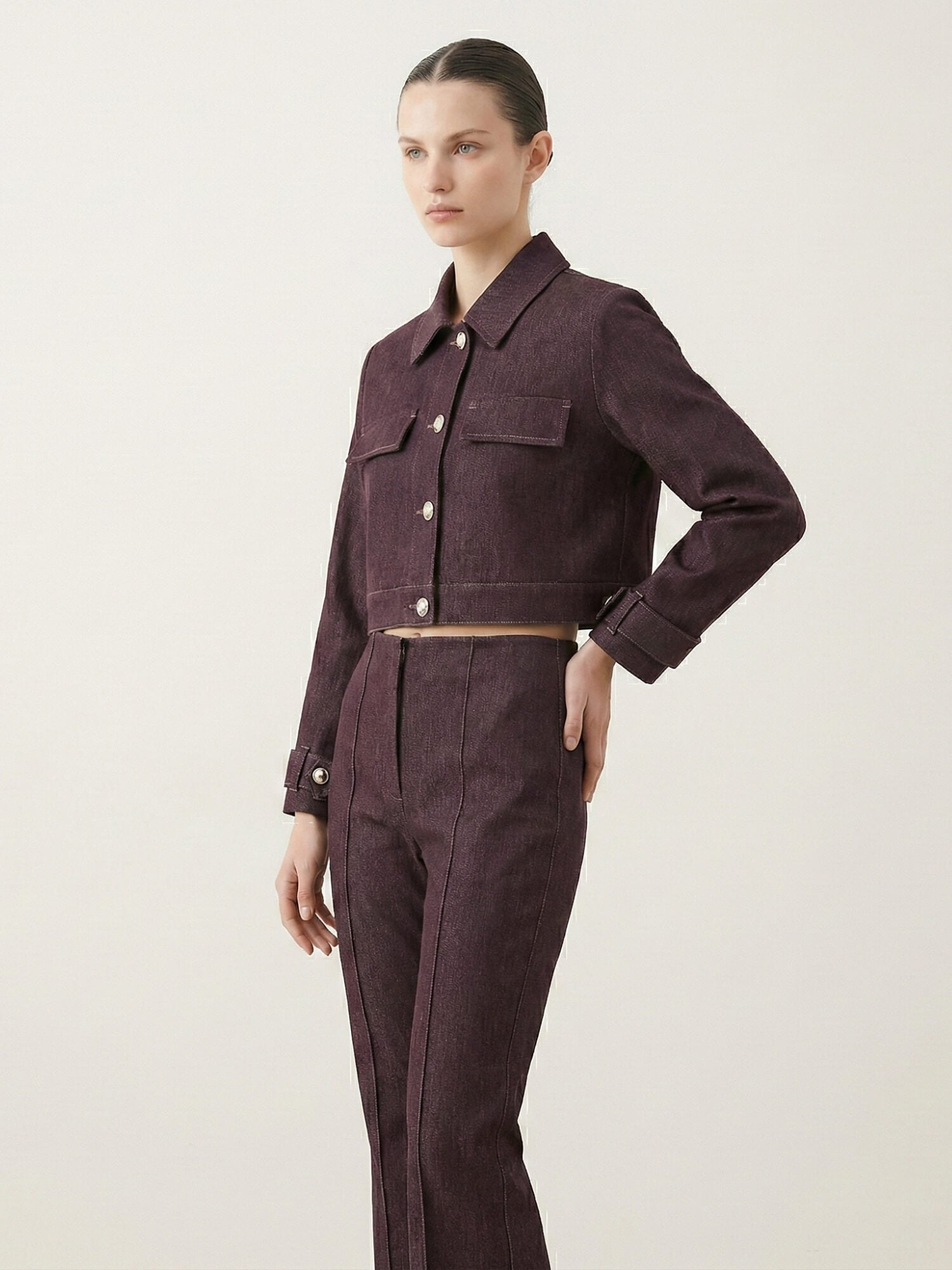 Burgundy Denim Jacket